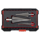 Straight Flute HSS 4341 Step Drill Bit Set 3pc