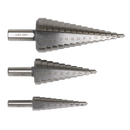 Straight Flute HSS 4341 Step Drill Bit Set 3pc