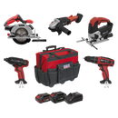 5 x SV20 Series Cordless Power Tool Kit 20V - 2 Batteries