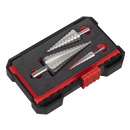 Straight Flute HSS 4341 Step Drill Bit Set 3pc