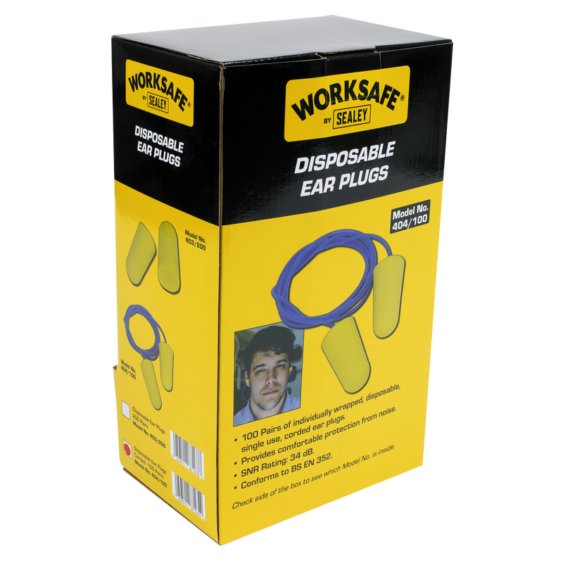 Ear Plugs Disposable Corded Pack of 100 Pairs