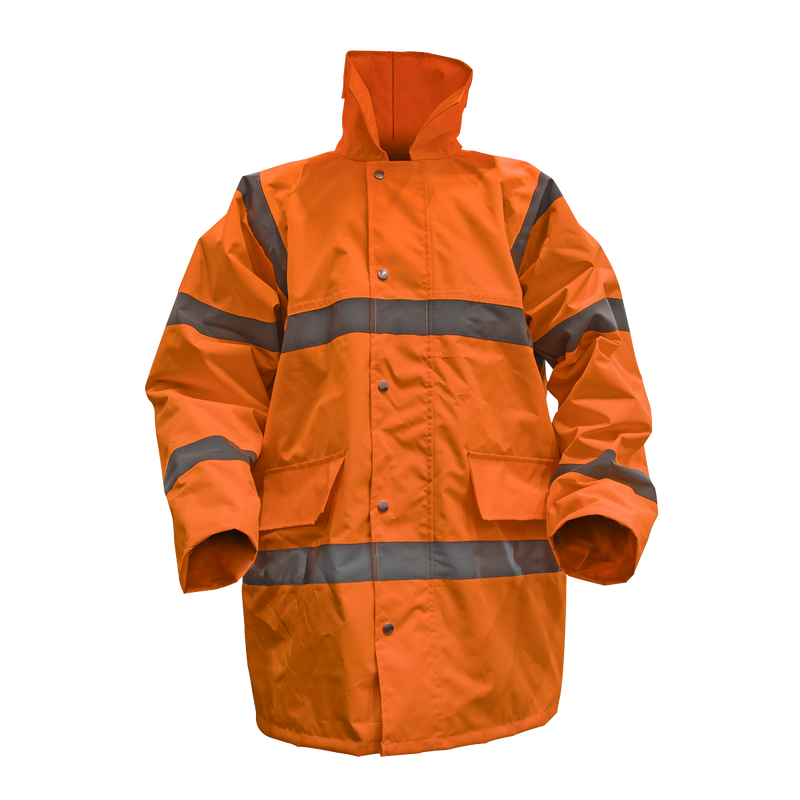 Hi-Vis Orange Motorway Jacket with Quilted Lining - Large