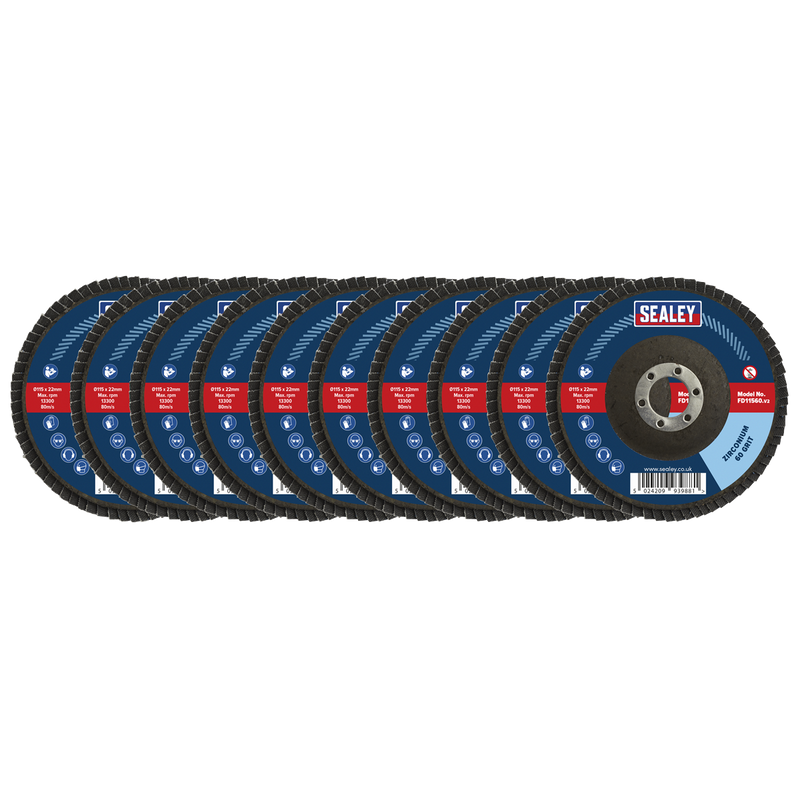 Assorted Grit Flap Discs Zirconium Ø115mm Ø22mm Bore - Pack