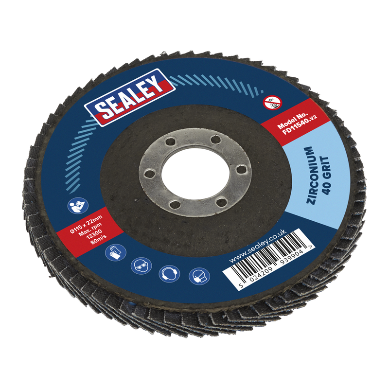 Flap Disc Zirconium Ø115mm Ø22mm Bore 40Grit