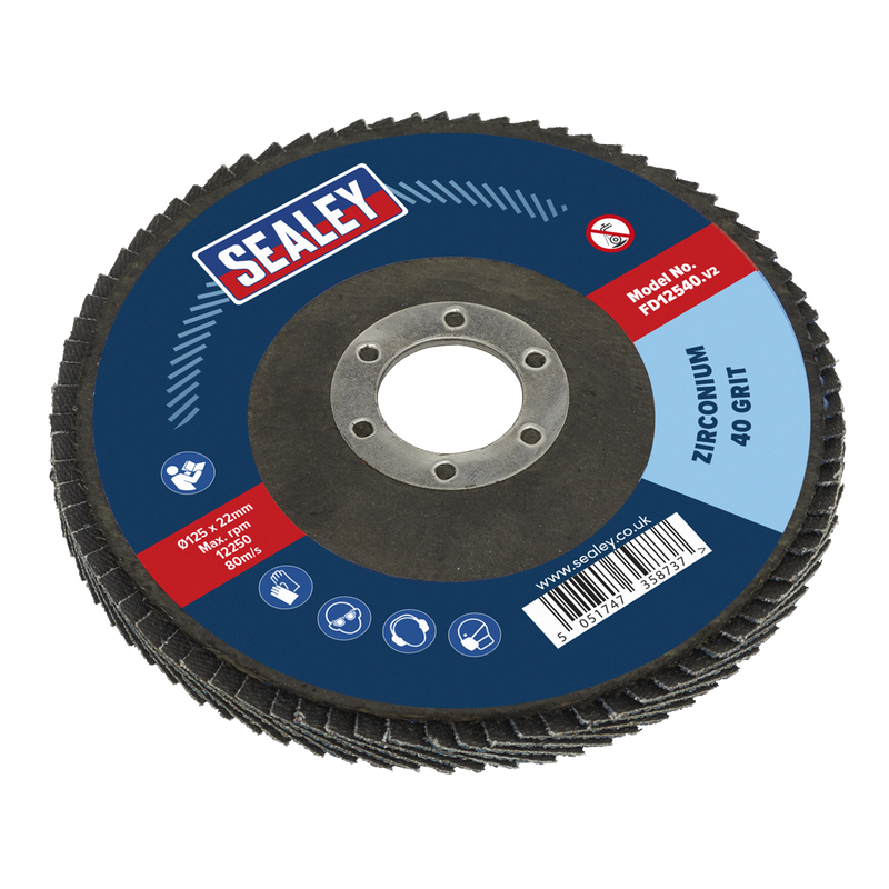 Flap Disc Zirconium Ø125mm Ø22mm Bore 40Grit